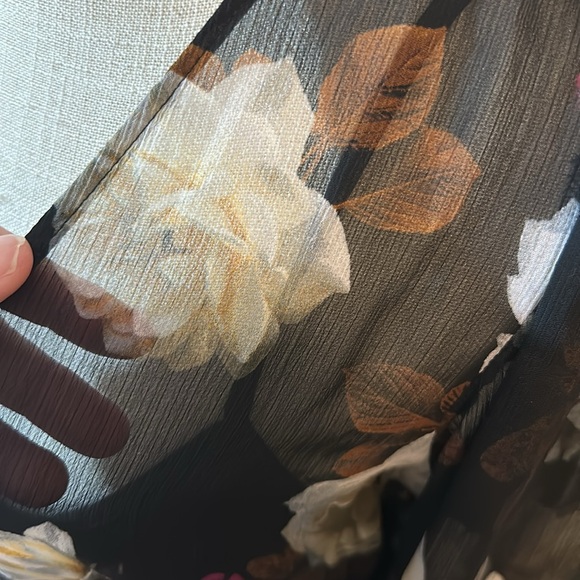 New Clavin Klein Faux Wrap Black Floral Dress Size 8 - Picture 6 of 14